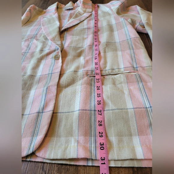 Fashion Bug Pink Plaid Blazer Jacket - Picture 4 of 7